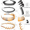Picture of ULTIMUTE 8 PCS Fashion Effortless Plastic Headbands with Teeth Comb Black Skinny Headbands No Slip Hair Accessories Bands for Women Men Teen Girls, Amber&Bright Black