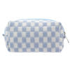 Picture of PAZIMIIK Checkered Makeup Bag for Purse Portable Zipper Make Up Pouch Small Cosmetic Case for Travel Accessories (Blue)