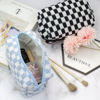 Picture of PAZIMIIK Checkered Makeup Bag for Purse Portable Zipper Make Up Pouch Small Cosmetic Case for Travel Accessories (Blue)