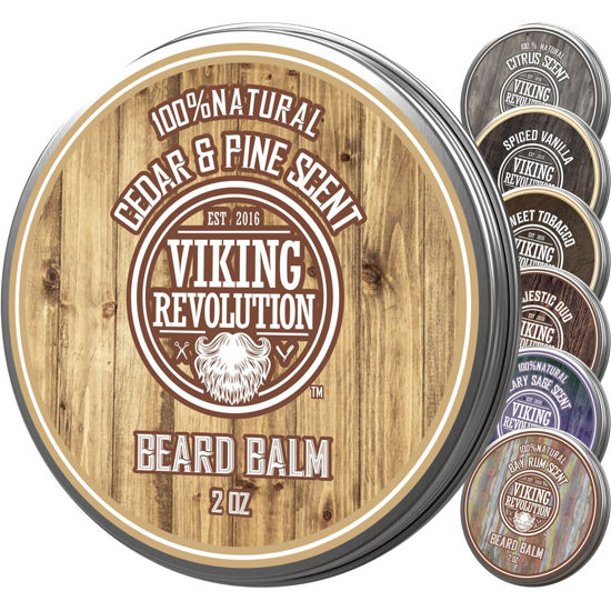 Picture of Viking Revolution Cedar and Pine Beard Balm - Beard Butter with Argan Oil, Beard Softener for Men with Jojoba Oil - Beard Moisturizer for Men with Beeswax - Beard Wax for Men (2oz, 1 Pack)