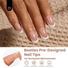 Picture of Beetles French Tip Press on Nails Short Square Brown Color, 224pcs 16 Sizes Press on nails White French 4 in 1 Gel Nail Tips, DIY Nail Art Salon Quality Manicure Gift for Girls No File Need