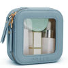 Picture of Prite Small Makeup Bag for Women Portable Clear Makeup Bag Cute Mini Waterproof Travel Cosmetic Bag with Gold Zipper for Car Essentials(Blue)