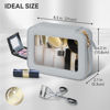 Picture of Prite Clear Makeup Bag Cosmetic Organizer Case Waterproof Travel Toiletry Bag Skincare Pouch with Golden Zipper(Grey)
