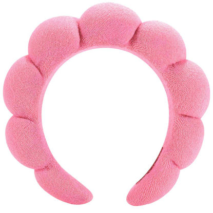 Picture of HitModa Spa Headbands for Facial Treatments, Makeup Application, and Face Washing - Terry Cloth Headbands with Puffy Design for Skincare and Mask Application
