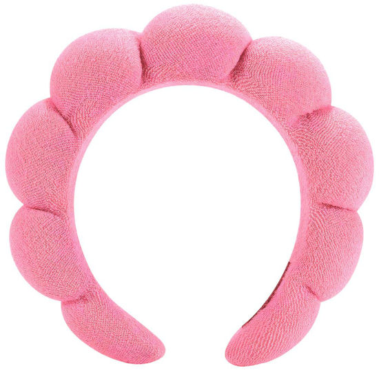 Picture of HitModa Spa Headbands for Facial Treatments, Makeup Application, and Face Washing - Terry Cloth Headbands with Puffy Design for Skincare and Mask Application