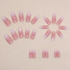 Picture of Hkanlre Bling Coffin Press on Nails Fake Nails Tips Full Cover Medium False Gradient Nails for Women and Girls 24PCS (Coffin pink)
