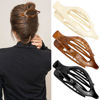 Picture of ATODEN Flat Hair Clips for Women Lay Flat Hair Claw Clips for Thin Thick Hair 3Pcs French Concord Hair Clips Large Hair Clips Neutral Jaw Clips Hair Clamps Hair Accessories White Brown Black