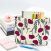 Picture of PAZIMIIK Floral Makeup Bag Large Cotton Zipper Pouch for Purse Travel Canvas Make Up Organizer for Women Cosmetic,Poppy Beige