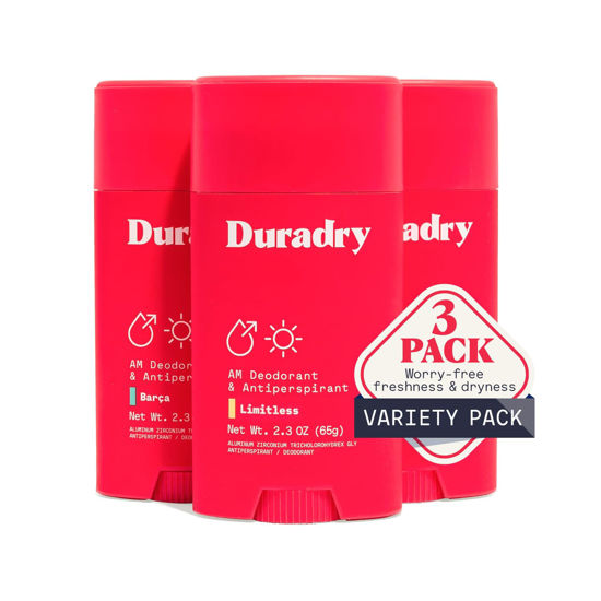 Picture of Duradry Antiperspirant Deodorant for Women and Men - Anti Sweat Maximum Strength Deodorant, Excessive Sweat Protection for Armpits, Naturally Neutralize Odor - Variety Set (Pack of 3)