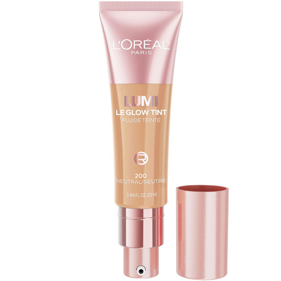 Picture of L’Oréal Paris Lumi Le Glow Skin Tint, Lightweight Water-Based Tinted Serum with Foundation-Like Coverage, Glow Illuminator, Neutral 200, 0.85 Fl Oz