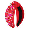 Picture of CEALXHENY Valentine's Day Hairband, Red/Pink Beaded Heart Headband, Wide Top Knot Headband with Crystal, Jeweled Rhinestone Headband for Women, Valentine's Day Gifts