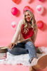Picture of CEALXHENY Valentine’s Day Headband for Women Rhinestone Heart Headbands Red Pink Crystal Knotted Headband Valentine’s Day Hair Accessories Gifts (Bead XO2)