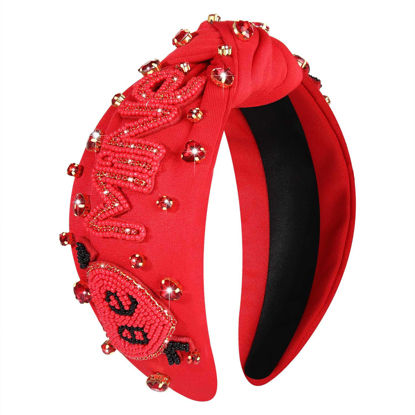 Picture of CEALXHENY Valentine’s Day Headband for Women Rhinestone Heart Headbands Red Pink Crystal Knotted Headband Valentine’s Day Hair Accessories Gifts (Be Mine)