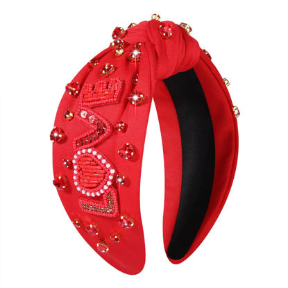 Picture of CEALXHENY Valentine’s Day Headband for Women Rhinestone Heart Headbands Red Pink Crystal Knotted Headband Valentine’s Day Hair Accessories Gifts (LOVE)