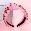Picture of CEALXHENY Hairband, Valentine's Day Headbands Accessories for Women Hot Pink Beaded Heart Headband Heart Crystal Knotted Headband Jeweled Wide Top Knot Headband Valentine's Day Gifts