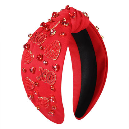 Picture of CEALXHENY Valentine's Day Hair Accessories, Red Pink Heart Headband for Women, Rhinestone Headband, Knotted Headband, Valentine's Day Gifts for Her (Red Heart E)