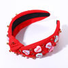 Picture of CEALXHENY Valentine's Day Headband for Women, XOXO Red Pink Beaded Heart Headbands with Rhinestone Crystal Knotted Jeweled Hairband, Valentine's Day Hair Accessories Gifts