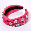 Picture of CEALXHENY Valentine’s Day Headband for Women Rhinestone Heart Headbands Red Pink Crystal Knotted Headband Valentine’s Day Hair Accessories Gifts (XO Pink)