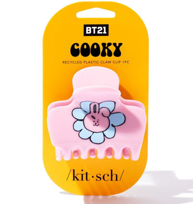 Picture of BT21 x Kitsch Recycled Plastic Puffy Medium Hair Clips for Women, Medium Claw Clips for Thin Hair, Claw Hair Clips for Short Hair, Medium Hair Claw Clips for Women, Cute Hair Claws for Girls, Cooky