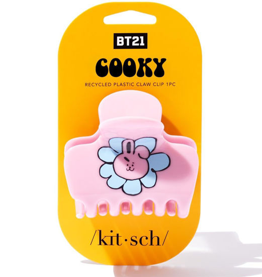 Picture of BT21 x Kitsch Recycled Plastic Puffy Medium Hair Clips for Women, Medium Claw Clips for Thin Hair, Claw Hair Clips for Short Hair, Medium Hair Claw Clips for Women, Cute Hair Claws for Girls, Cooky
