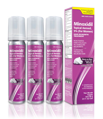 Picture of Minoxidil Topical Aerosol Foam, 5%, Hair Regrowth Treatment for Women, 2.11 oz Reactivates Hair Follicles to Stimulate Hair Regrowth - 6 Months Supply