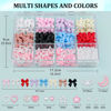 Picture of 3D Nail Charms and Flatback Pearls #1, 600 Pcs 8 Colors Bow + Pink&White Star Heart Moon Cute Charms + 2-6mm White Pearls for Nail Art Design with Nail Charm Glue(UV Needed) and Pickup Tools
