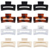 Picture of Sisiaipu 3.5 Inch Medium Square Claw Hair Clips, 12 Pcs Transparent, Amber, Glossy Black for Thick and Thin Hair - Hair Accessories for Women and Girls
