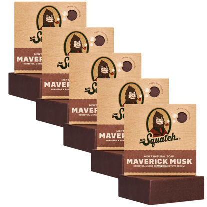 Picture of Dr. Squatch Men's Natural Bar Soap - Maverick Musk 5 Pack - Lather Up With The Rugged and Manly Scents of Leather, Amber, and Moss