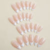 Picture of French Tip Press on Nails Medium Almond Fake Nails with Designs White French Tip False Nails Press ons Glossy Full Cover Acrylic Glue on Nails Cute Artificial Stick on Nails for Women Manicure 24pcs