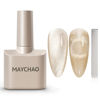 Picture of MAYCHAO 15ML Cat Eye Gel Nail Polish 1Pc Champagne Gold Gel Polish with Magnet Soak off Holographic Magnetic Nail Polish for Nail Art Manicure Salon DIY at Home, 0.5 OZ
