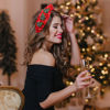 Picture of Women's Jeweled Plaid Embellished Crystal Pearl Knotted Wide Top Knot Headband - Holiday Hair Accessories Outfits Gifts (Christmas Tree 5)
