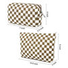 Picture of SOIDRAM 2 Pcs Checkered Makeup Bag Large Cosmetic Bag Toiletry Bag Makeup Pouch Travel Bag Organizer Cute Makeup Brushes Aesthetic Accessories Storage Bag for Women Coffee Brown
