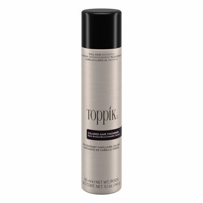 Picture of Toppik Colored Hair Thickener, 5.1 OZ Dark Brown Hair Spray Can for Thinning Hair, Hair Spray for Root Touch Up and Hair Thickening