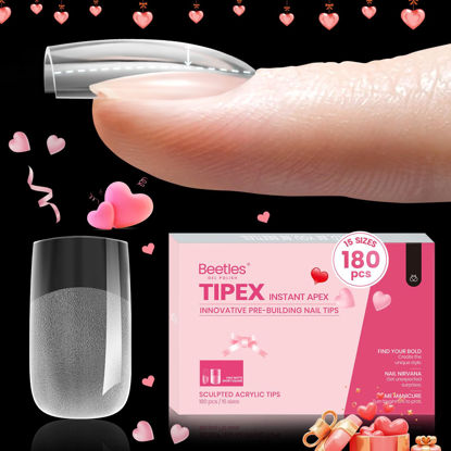 Picture of Beetles Tipex Instant Apex Nail Tips,180Pcs Pre-Building & Pre-Etched Gel Nail Tips Short Square Thicker Acrylic Nails Strong Full Cover False Nail Extension Building Gel Press-on Nails for Flat Nails