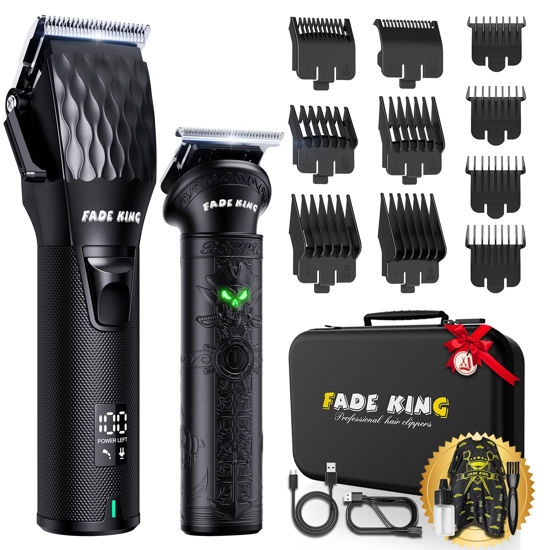 Picture of FADEKING® Professional Hair Clippers for Men - Cordless Beard Trimmer for Men, LCD Display Hair Clippers and Trimmer Set for Barber Haircut & Mens Grooming with Travel Case(Black)