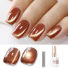 Picture of Double Rhythm 15ML Ice Glass Cat Eye Gel Polish with Magnet Holographic Glitter Shimmer Translucent Sheer Color Salon Soak Off Magnetic Nail at Home (Tea Gold-MC1123)