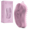 Picture of MainBasics Exfoliating Silicone Body Scrubber Pro 2-in-1 Shower Scrubber for Body, Silicone Loofah and Scalp Massager (Pale Pink, Body + Scalp)