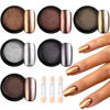 Picture of Chrome Nail Powder Set - 6 Colors Rose Gold Bronze Black Chrome Nail Powder, Mirror Effect for Nails, Metallic Rubbing Dust Chameleon Glitter Pigment Flakes, Manicure Salon Supplies