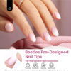 Picture of Beetles French Tip Press On Nails, 16 Sizes 224 Pcs Pink Gradient ExtraShort Almond Press On Nails 4 In 1 Gel Nail Tips Pre-Applied Primer Base Soak Off Uv Nail Extension Valentines Gift for Women