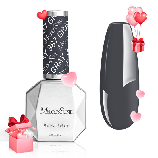 Picture of MelodySusie Thick Dark Gray Gel Nail Polish,0.5fl oz Grey Soak Off UV LED Gray Gel Polish Gift for Women Nail Art Manicure Salon DIY Nail Design Decoration at Home-387