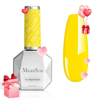 Picture of MelodySusie Thick Yellow Gel Nail Polish,0.5fl oz Neon Almond Yellow Nails Soak Off UV LED Bright Yellow Gel Polish Gift for Women Nail Art Manicure Salon DIY Nail Design Decoration at Home-302