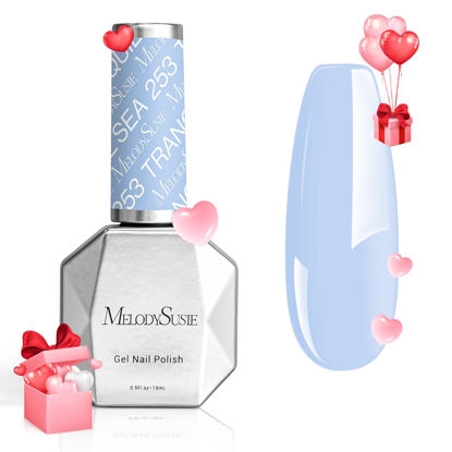 Picture of MelodySusie Thick Blue Gel Nail Polish,0.5fl oz Macaron Blue Color Soak Off UV LED Spring Summer Baby Blue Gel Polish Gift for Women Nail Art Manicure Salon DIY Nail Design Decoration at Home-253
