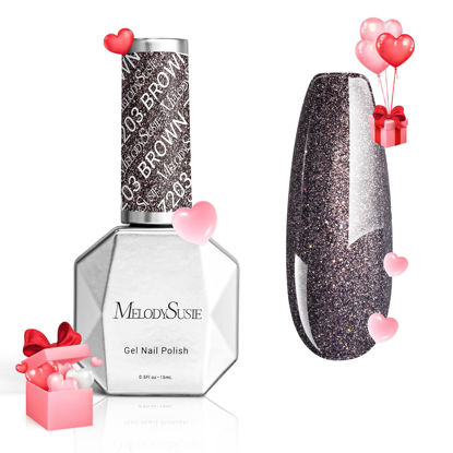 Picture of MelodySusie Brown Glitter Gel Nail Polish,0.5fl oz Sparkle Brown Soak Off UV LED Glitter Gel Polish Gift for Women Nail Art Manicure Salon DIY Nail Design Decoration at Home-z203