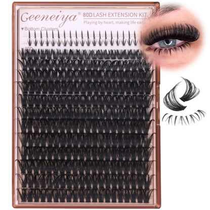 Picture of Geeneiya Cluster Eyelash Extensions with Bottom Lash Clusters 10-20mm DIY Lash Extension Wispy Volume Eyelash Clusters and Manga Spike Under Lashes for Beginners