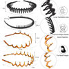 Picture of ULTIMUTE 8 PCS Fashion Effortless Plastic Headbands with Teeth Comb Black Skinny Headbands No Slip Hair Accessories Bands for Women Men Teen Girls, Leopard&Bright Black