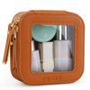 Picture of Prite Small Makeup Bag for Women Portable Clear Makeup Bag Cute Mini Waterproof Travel Cosmetic Bag with Gold Zipper for Car Essentials(Brown)