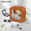 Picture of Prite Small Makeup Bag for Women Portable Clear Makeup Bag Cute Mini Waterproof Travel Cosmetic Bag with Gold Zipper for Car Essentials(Brown)