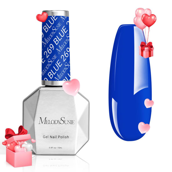 Picture of MelodySusie Thick Blue Gel Nail Polish,0.5fl oz Royal Blue Soak Off UV LED Navy Blue Gel Polish Gift for Women Nail Art Manicure Salon DIY Nail Design Decoration at Home-269