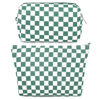Picture of SOIDRAM 2 Pcs Checkered Makeup Bag Large Cosmetic Bag Toiletry Bag Makeup Pouch Travel Bag Organizer Cute Makeup Brushes Aesthetic Accessories Storage Bag for Women Olive Green