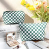 Picture of SOIDRAM 2 Pcs Checkered Makeup Bag Large Cosmetic Bag Toiletry Bag Makeup Pouch Travel Bag Organizer Cute Makeup Brushes Aesthetic Accessories Storage Bag for Women Olive Green